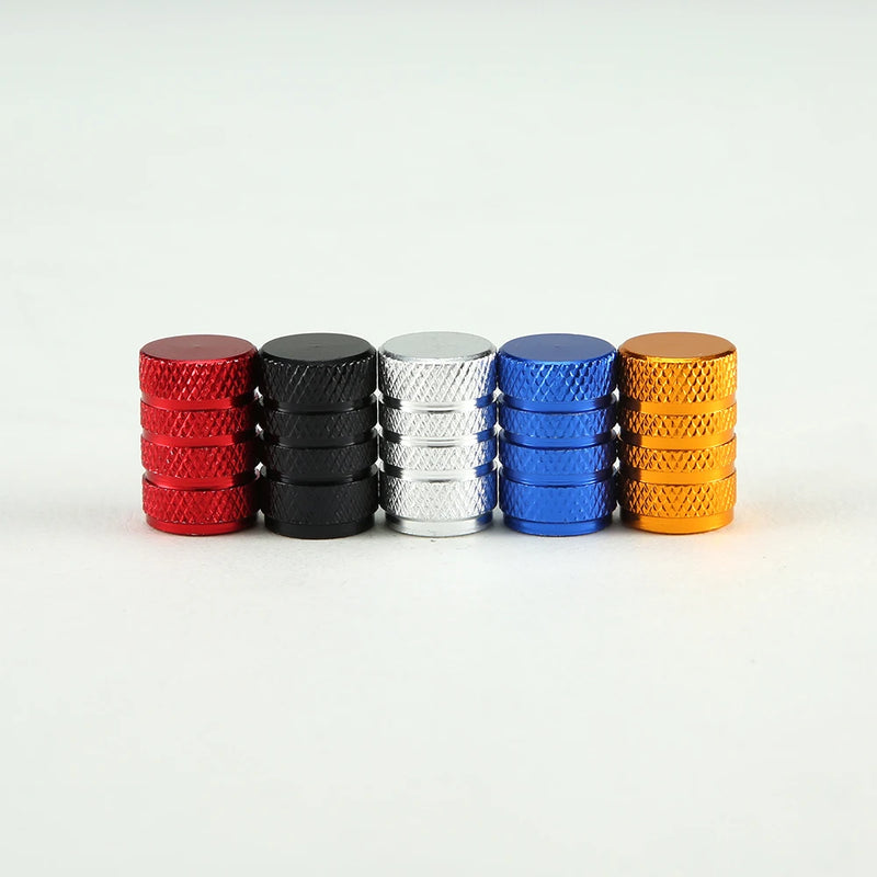 DSYCAR 4 Pieces Car Tire Valve Cap - Aluminum Knurling Style for Schrader Valve