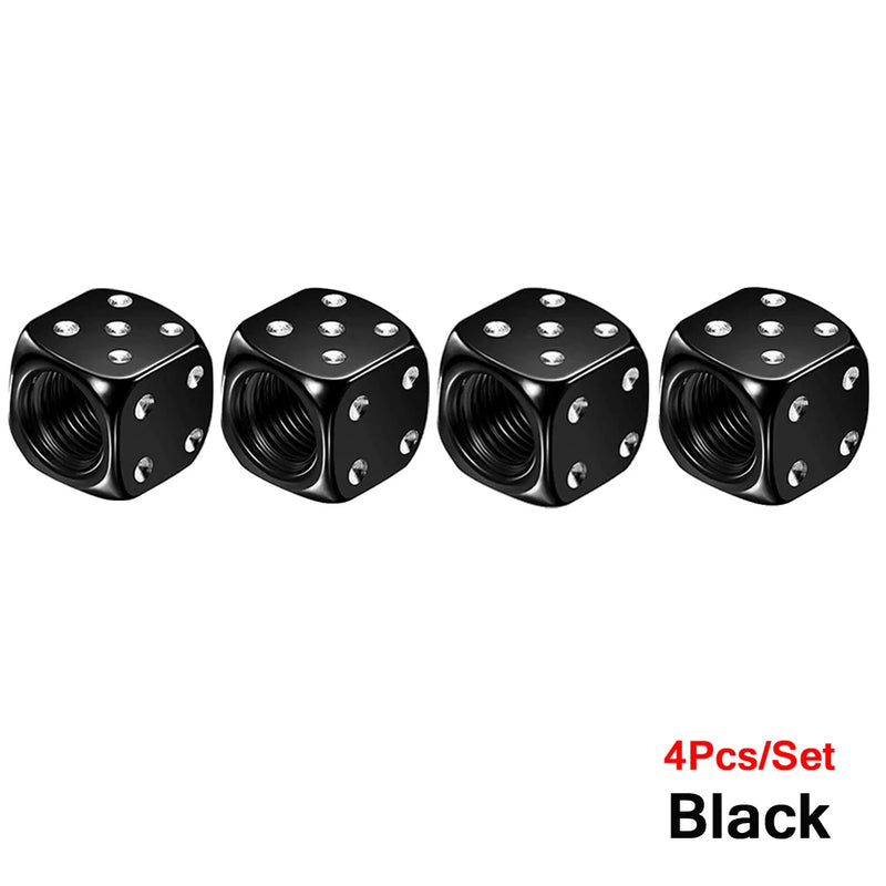 DiceWheel Aluminum Tire Valve Caps - Dice Style - Dustproof for Car, Truck, Motorcycle and Bicycle