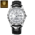POEDAGAR Luxury Business Waterproof Men's Watch with Luminous Date and Week Display – Quartz Wristwatch with Leather Strap
