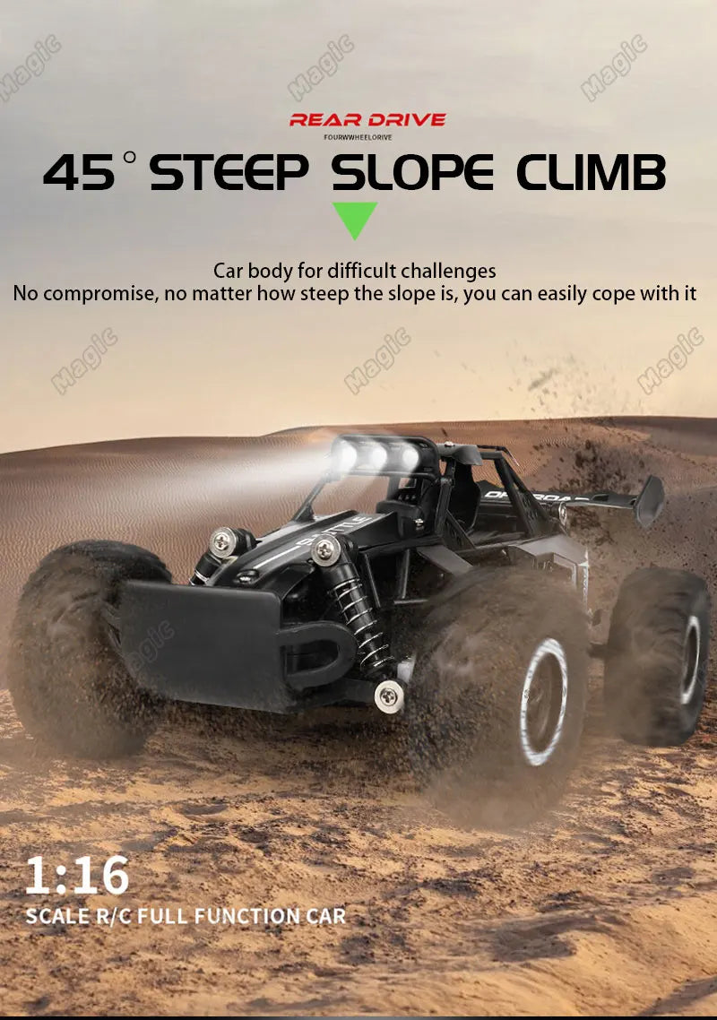 2024 New RC Car - 1:16 2.4GHz Model with LED Lights - 2WD Remote Control Off-Road Vehicle