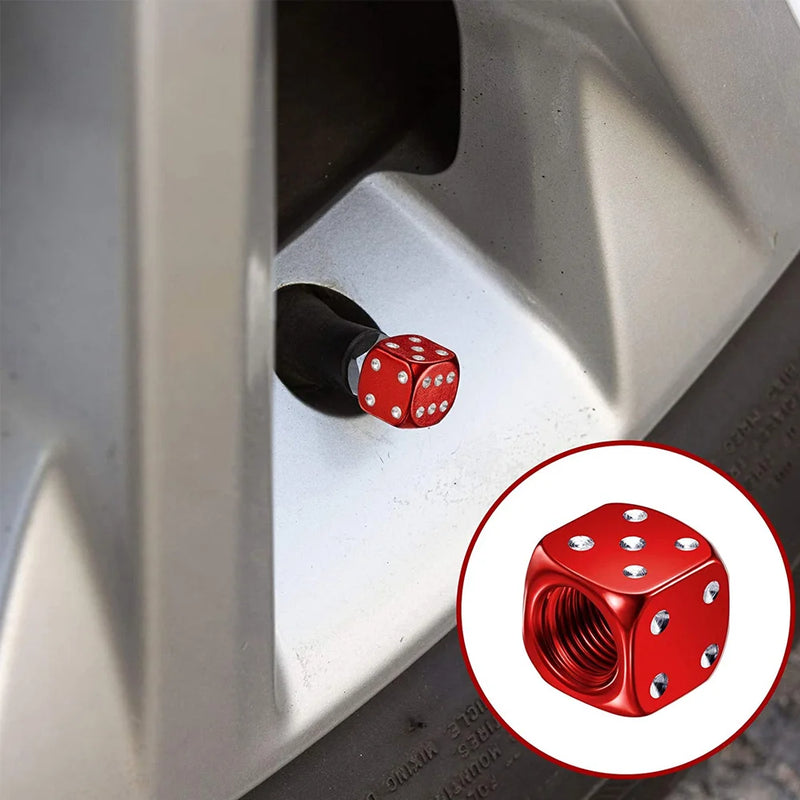 DiceWheel Aluminum Tire Valve Caps - Dice Style - Dustproof for Car, Truck, Motorcycle and Bicycle