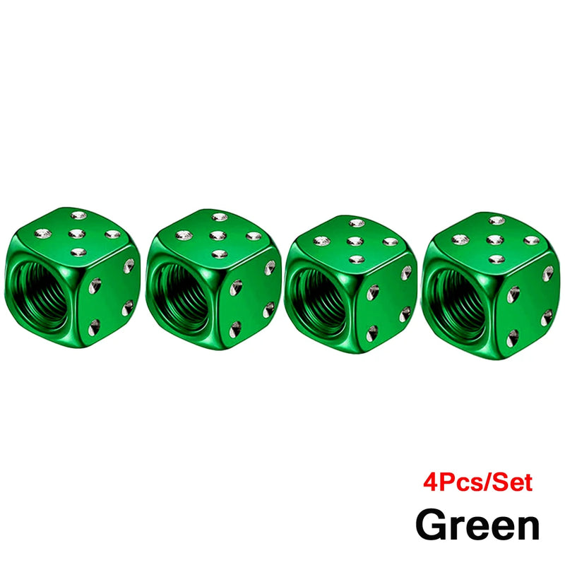 DiceWheel Aluminum Tire Valve Caps - Dice Style - Dustproof for Car, Truck, Motorcycle and Bicycle