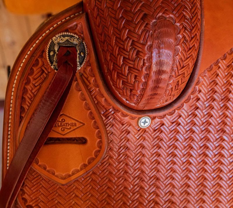 RANCH CUTTER SADDLE 16.5" NATURAL WITH BAMBOO STAMPING