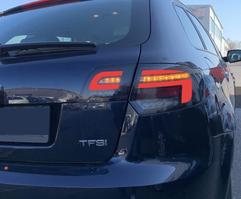 Feux arrière à LED Audi A3 8P Sportback 03-08 avec clignotants dynamiques en optique 8V Facelift noir/fumé